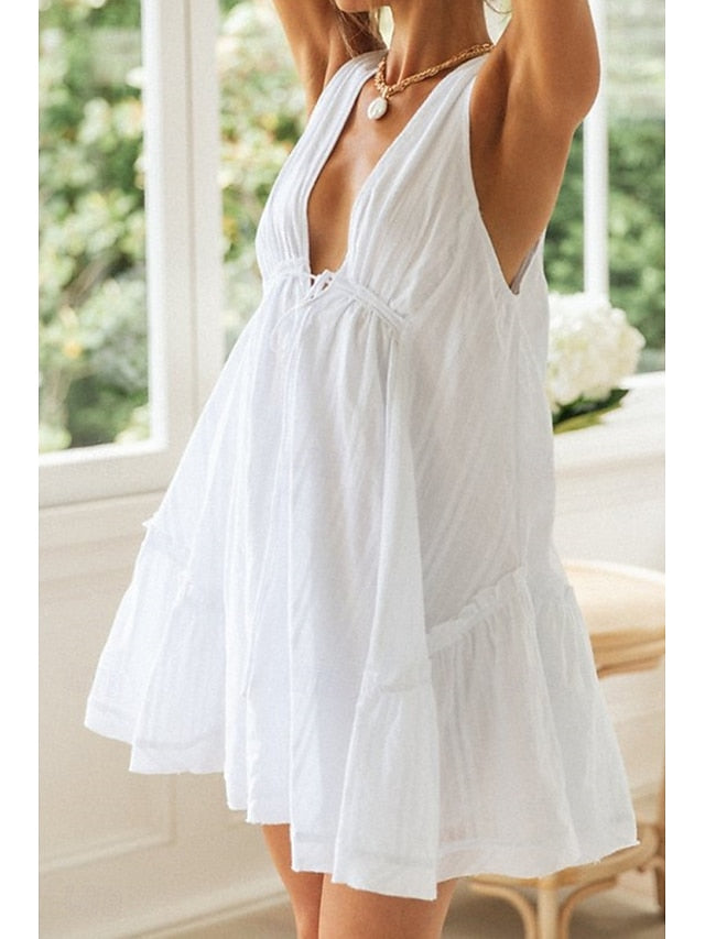 Women's Mini Dress White Dress Graduation Dress Fashion