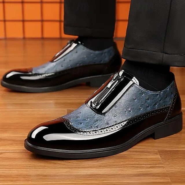 with Black Shoes Men's Formal Tan and Colorblock Patent