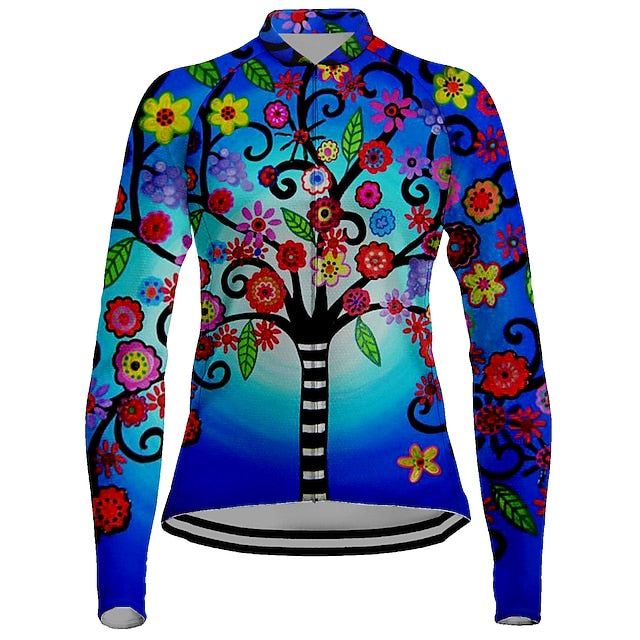 Women's Cycling Jersey Floral Botanical Long Sleeve Bike