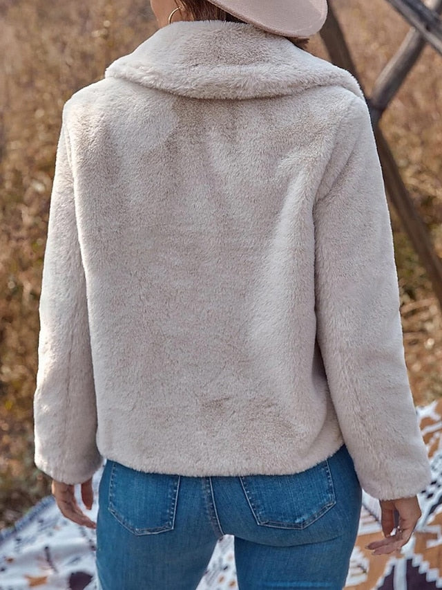 Comfortable Faux Pocket Teddy Coat Fur Warm Women's
