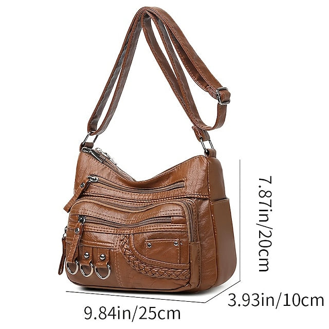 Multiple Crossbody with Vintage Leather Women's Faux Bag