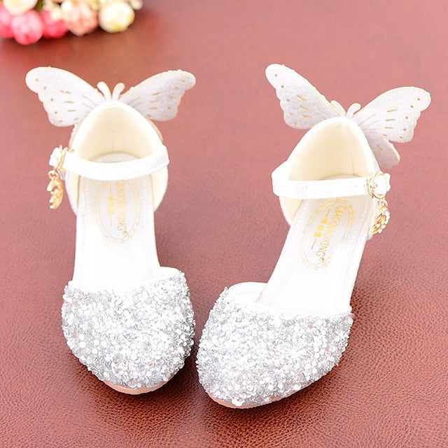 Flats – Girls' Butterfly-Embellished Sparkling Ballet