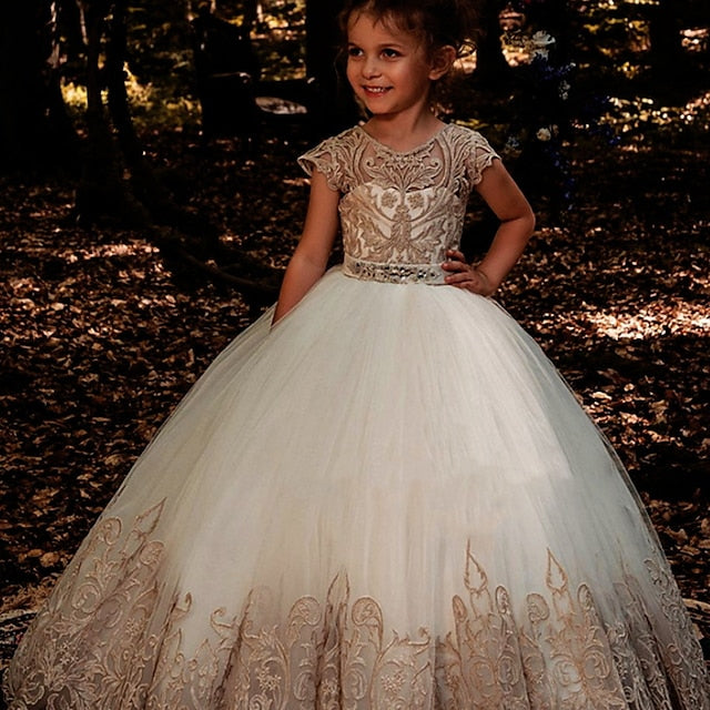 Flower Kids Colored Girl Girls' Dress Solid Floral