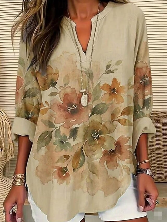 Women's Shirt Tunic Print Floral Graphic Bohemia Vintage