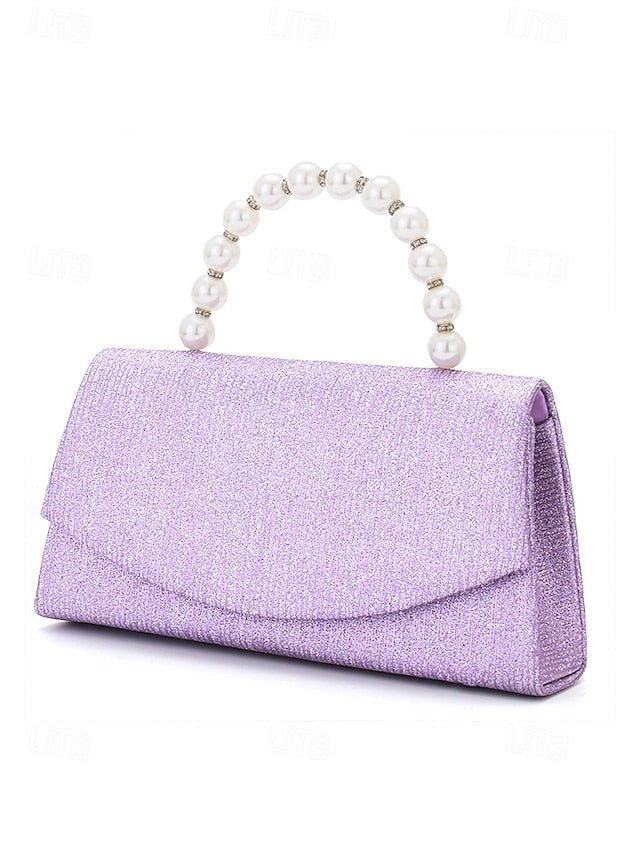 Glitter Pearl Purple Women's Bag with Handle Clutch –