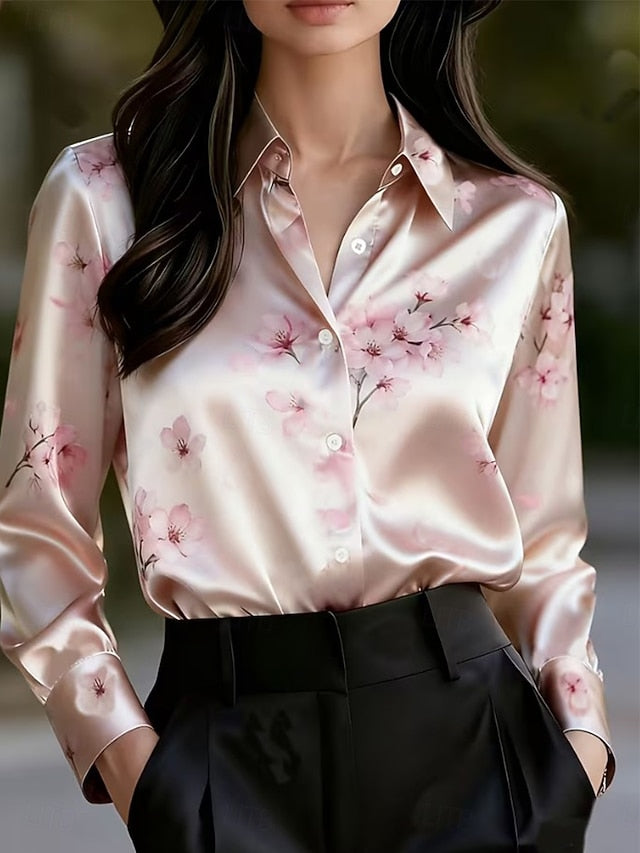 Women's Shirt Buttons Print Floral Graphic Elegant Stylish