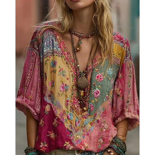 Women's Shirt Cotton Linen Shirts Boho Shirt Blouse