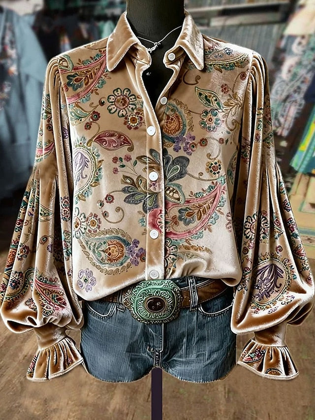 Women's Shirt Floral Graphic Leopard Elegant Stylish Modern