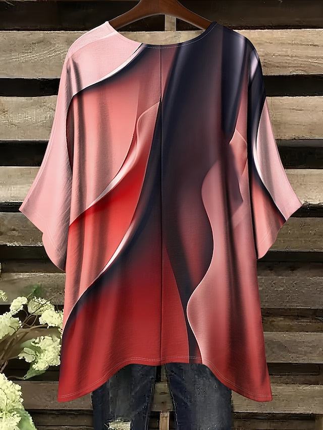 Women's Blouse Asymmetric Graphic Geometric Color Block