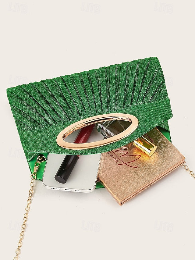 Evening Clutch Handle Bag with Gold Women's Glitter