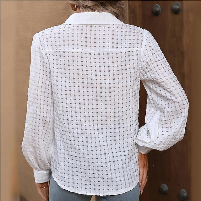 Women's Casual Shirt Button Up Shirt Blouse Lace Buttons