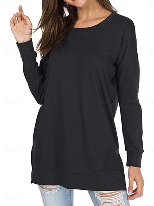 Women's T Shirt Patchwork Solid Color Daily Casual Long