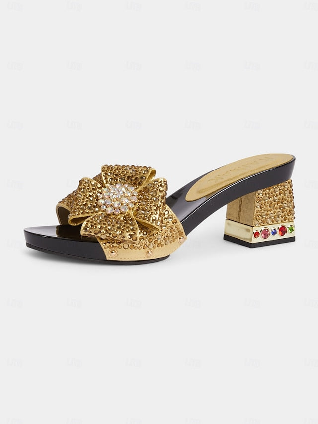 Heel High Sparkling Rhinestone Bow with Matching Sandals Clutch