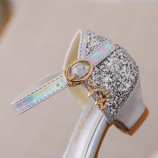 Heels Rubber Girls' PU Glitters Party Princess Little Shoes