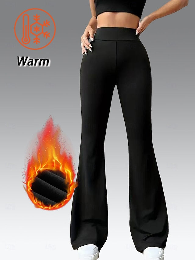 High waisted and hip lifting flared pants with plush insulation
