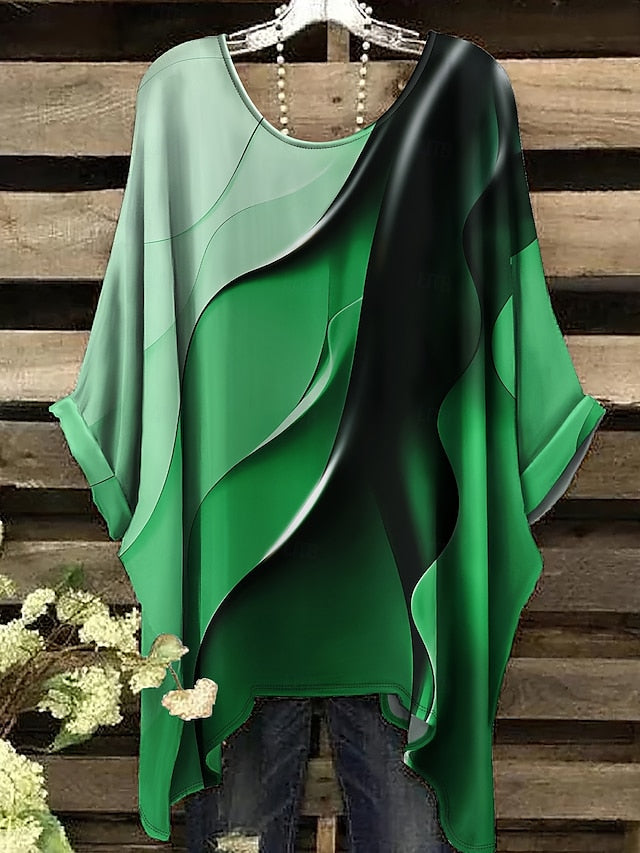 Women's Blouse Asymmetric Graphic Geometric Color Block