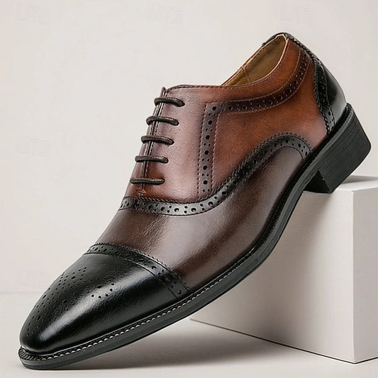 Oxford – and Leather Black Wingtip Shoes Faux Men's Brown