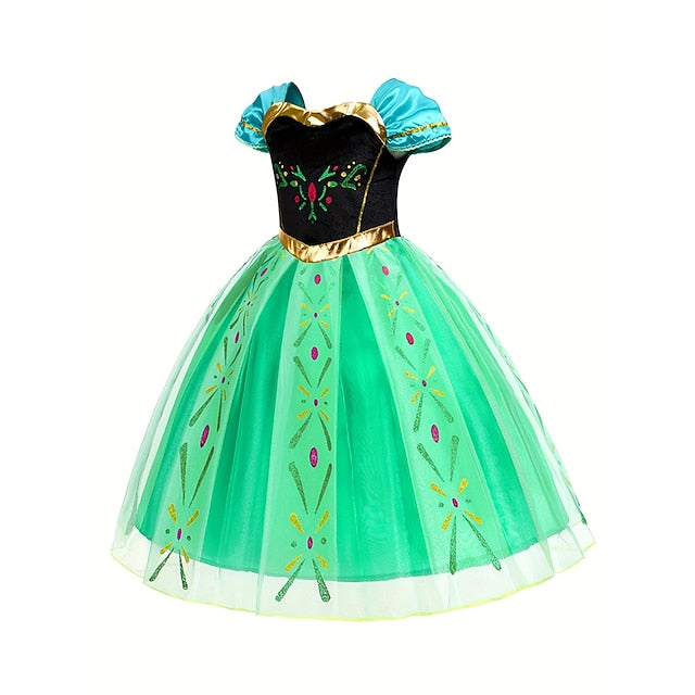 Theme Flower Frozen Anna Dress Girl Fairytale Party Princess