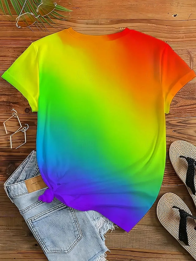 Women's T Shirt Summer Tops Print Graphic Color Gradient