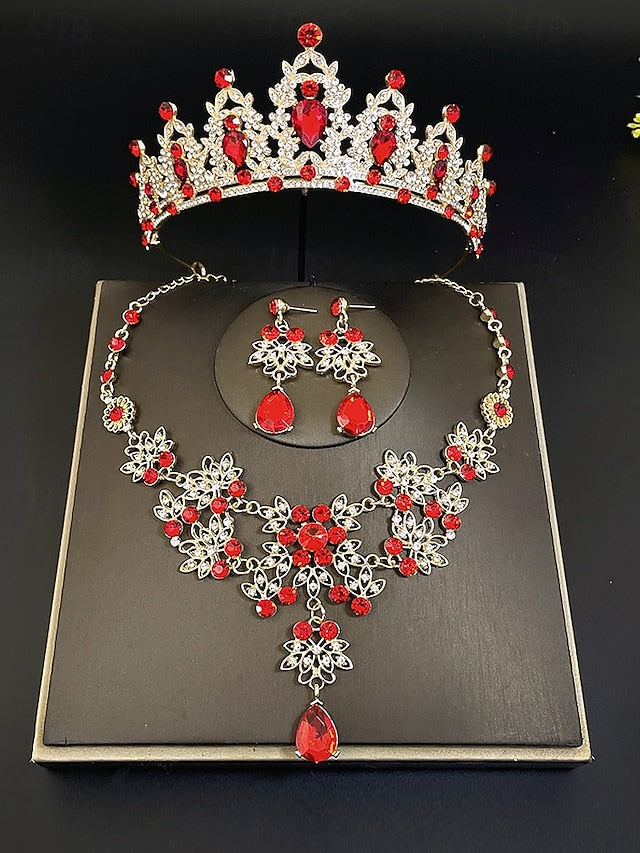 Rhinestone Women's Jewelry and Tiara Silver – Set Elegant