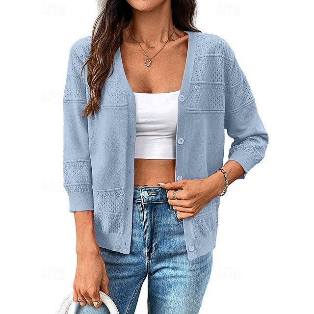 Women's Knit Cardigan Long Sleeve Top Athleisure Fall /