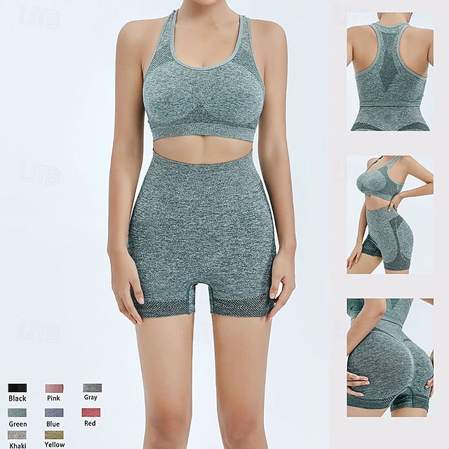 Women's Yoga Short 2pcs Activewear Sports Bra Padded