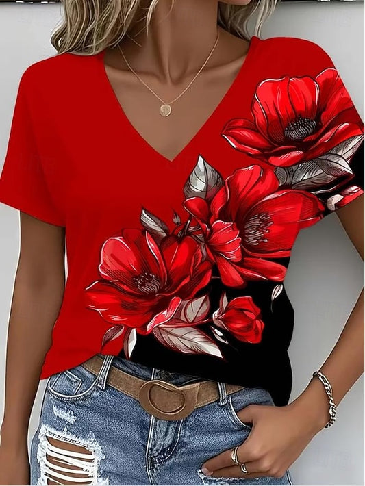Women's T Shirt Print Ombre Graphic Plants Fashion Hawaiian