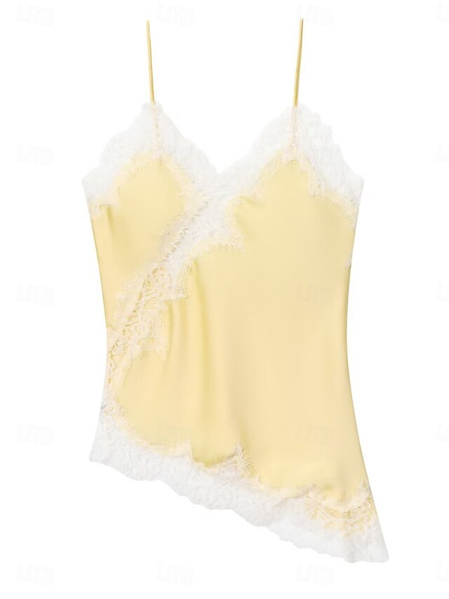 Women's Blouse Camisole Tank Top Sleeveless Shirt Lace Trim