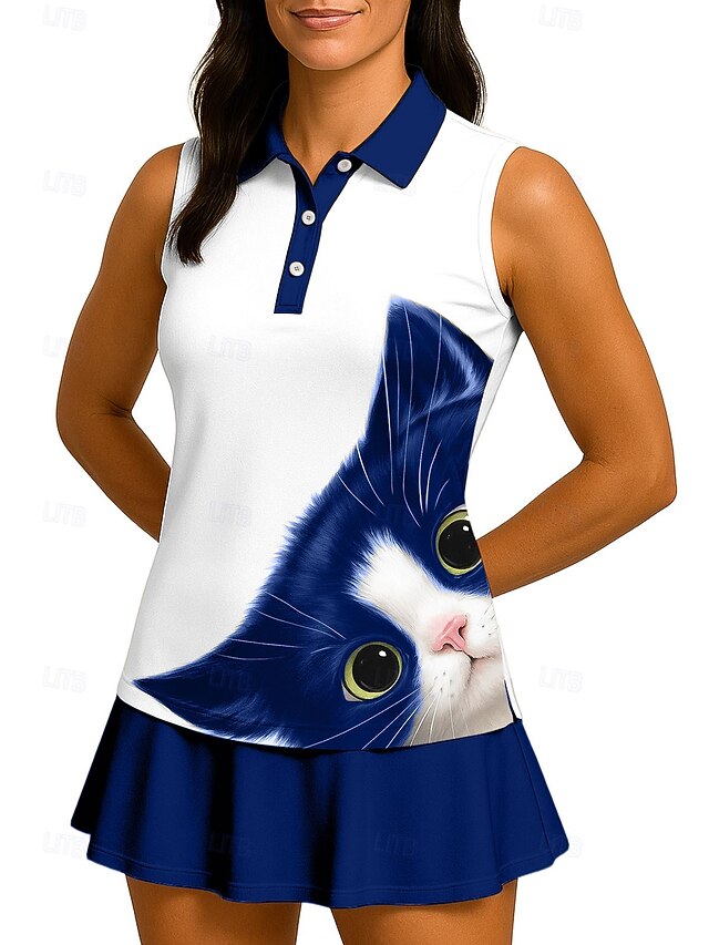 Women's Unisex Animal Cat Sport Shirt Golf Polo Shirt Tank