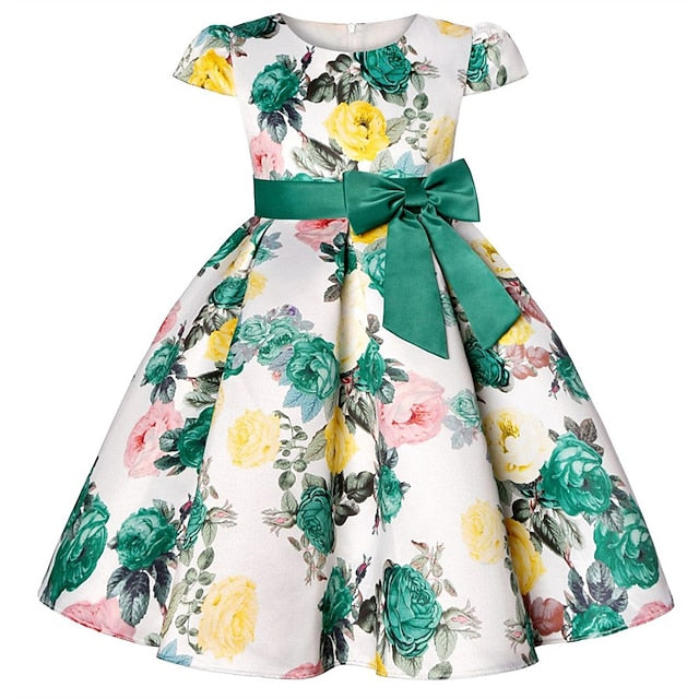 Short Flower Kids Floral Party Sleeve Dress Girls'