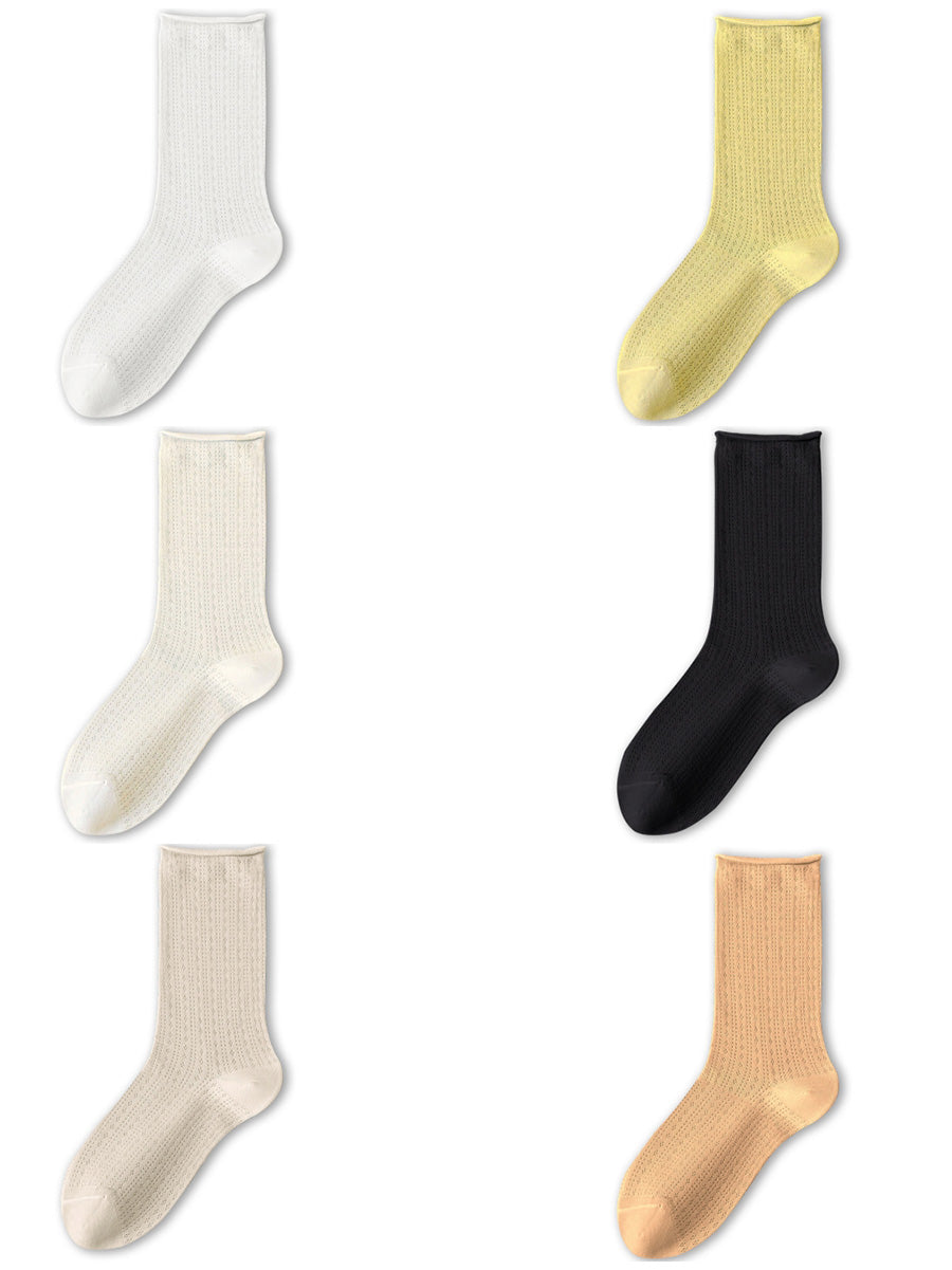 6 Paar Woen Solid Dünne Baumwollsocken CX002