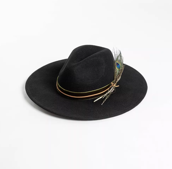 Cowboy Vintage Style Blue Hat Wool Ethnic