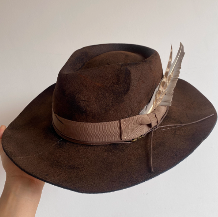 Cowboy Vintage Style Blue Hat Wool Ethnic