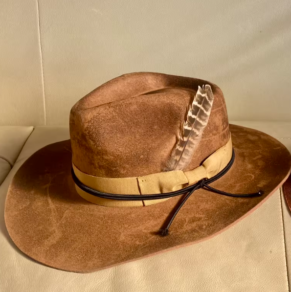 Cowboy Vintage Style Blue Hat Wool Ethnic