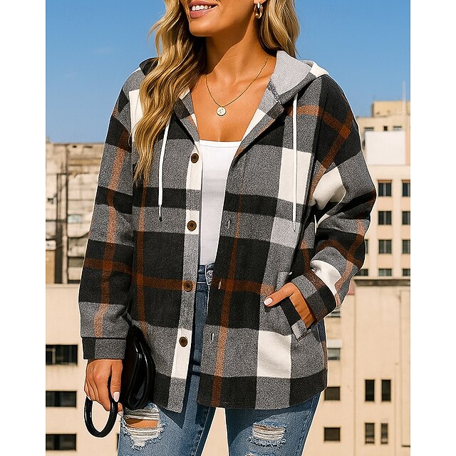 Women's Hoodie Jacket Long Coat Drawstring with Pockets