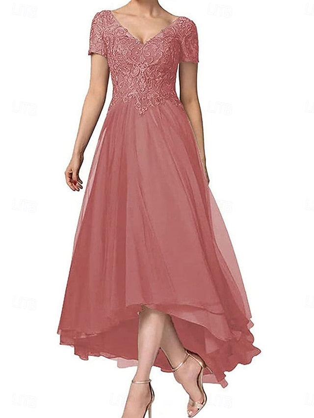 the V Elegant Asymmetrical A-Line Neck Dress Bride Mother of