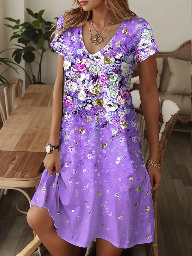 Women's Mini Dress T Shirt Dress Tee Dress Sundress A Line