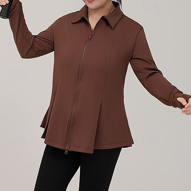 Women's Yoga Jacket Workout Outfits Lapel Lightweight Full