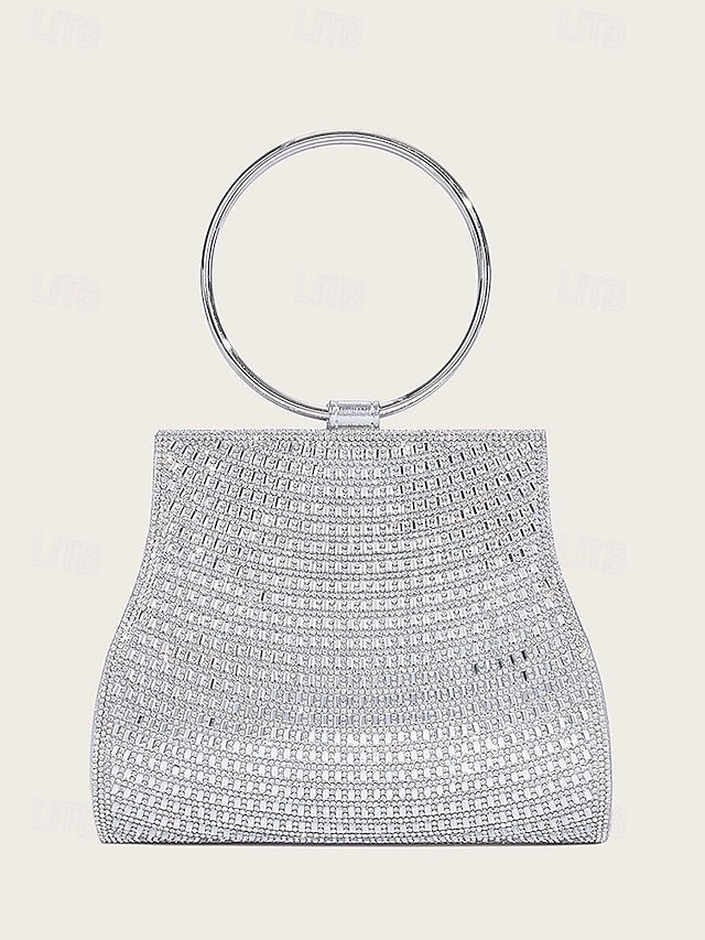 – Crystal with Ring Clutch Handle Evening Elegant Gold