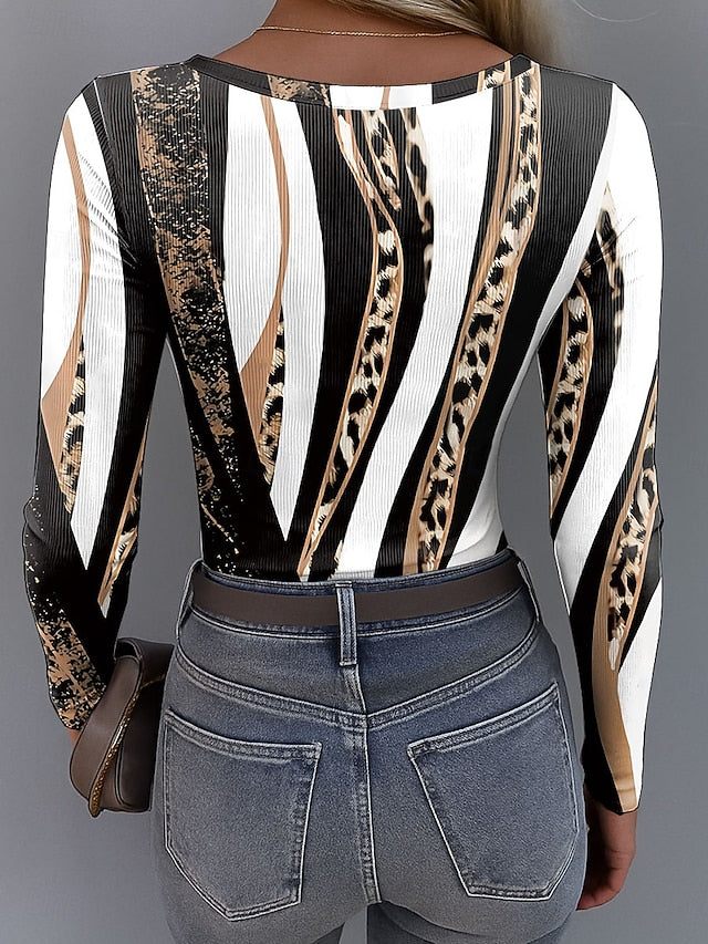 Women's Tunic Print Graphic Leopard Abstract Vintage