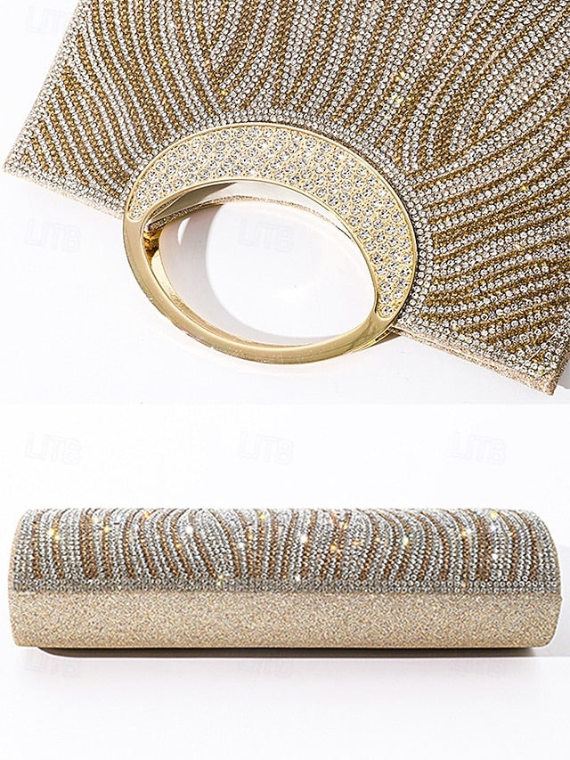 Women's Clutch Bag with – Handle Rhinestone Evening Round