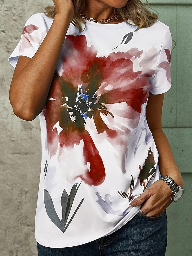 Women's T Shirt Stylish Casual Print Short Sleeve Regular