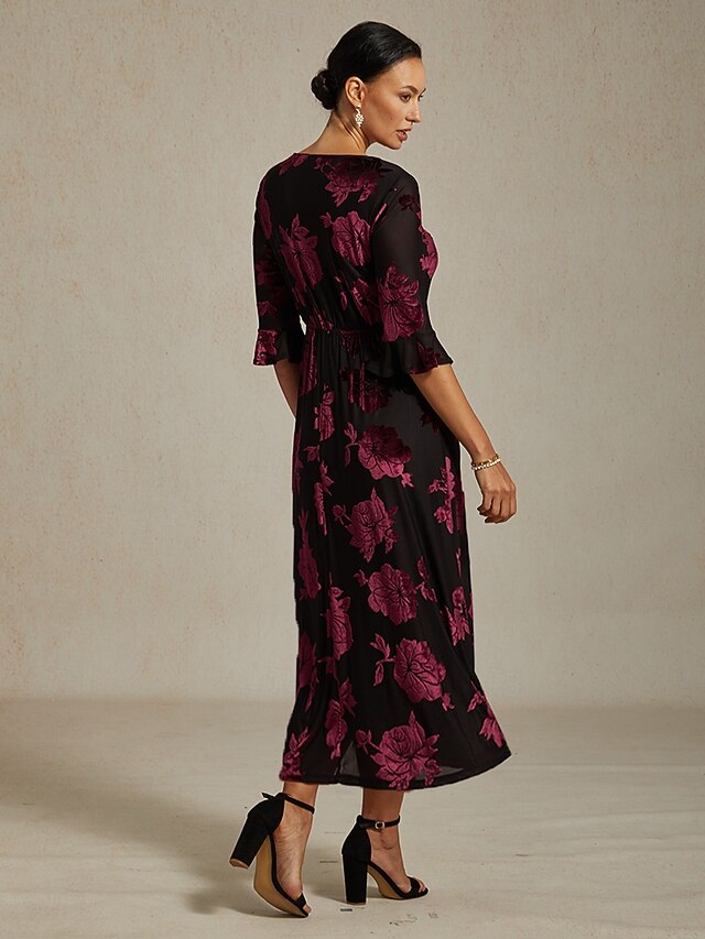 Women's Midi Dress Velvet Dress Elegant Wedding Guest