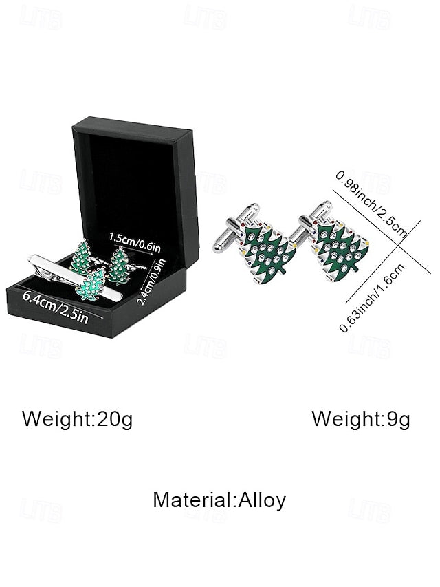 - Tie Men's Christmas and Clip Festive Tree Cufflinks Set