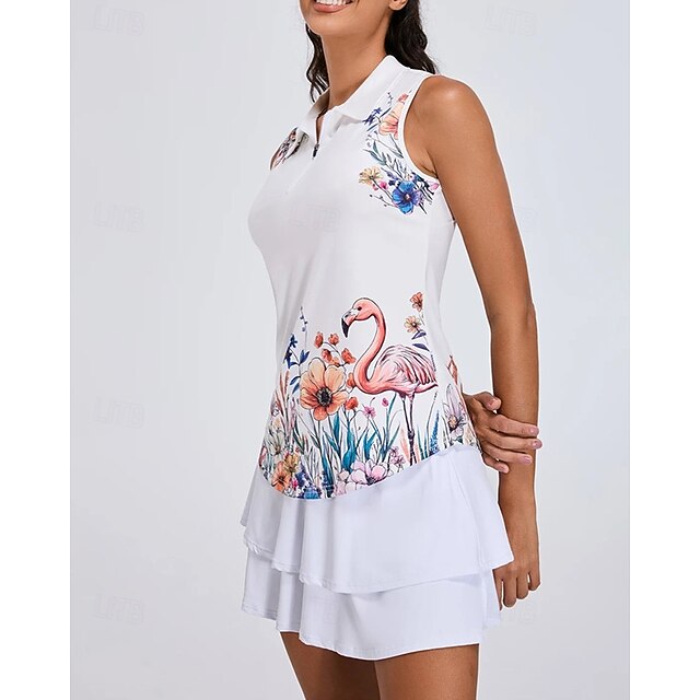 Women's Floral Botanical Flamingos Tennis Shirt Sleeveless