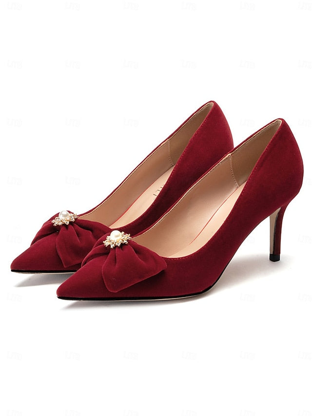 Satin – Women's Pumps Wedding Chic Bow Pointed Toe