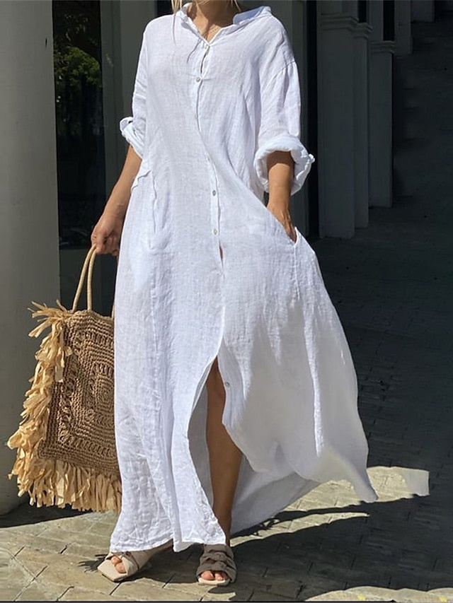 Women's Long Dress Maxi Dress Maxi Dress Faux Cotton Linen