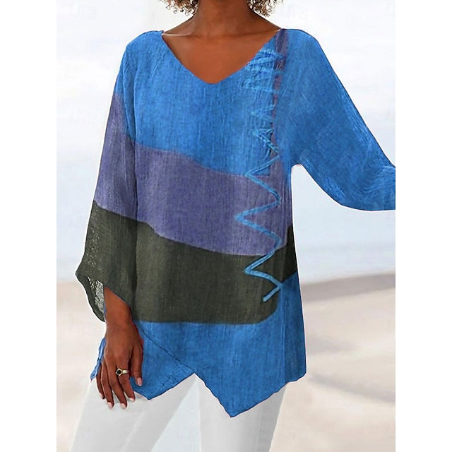 Women's Tunic Shirt Long Sleeve Asymmetrical Hem Blouse