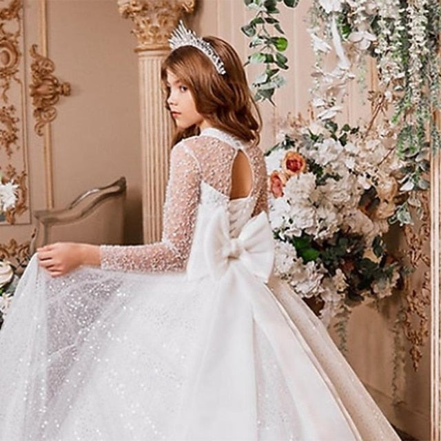 Dress Kids Girl Color Girls' Flower Solid Party Long