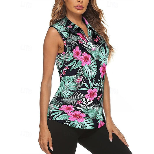 Women's Graphic Tropical Floral Botanical Sport Shirt Golf